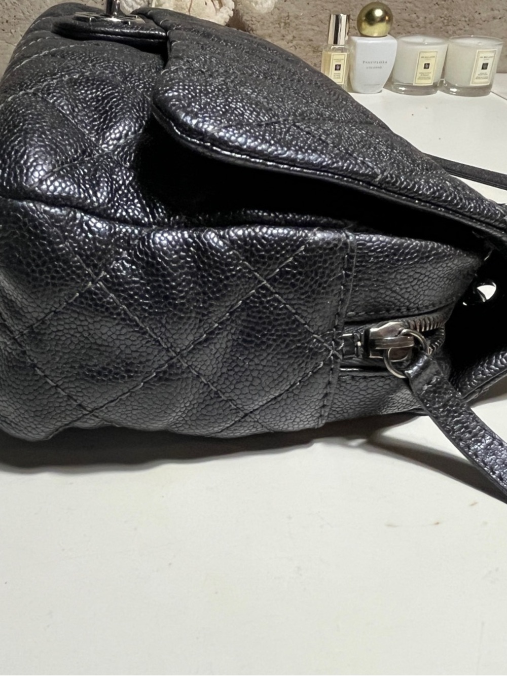 CHANEL Quilted Caviar Leather Jumbo Airplane Double Flap Shoulder Bag - Picture 4 of 16